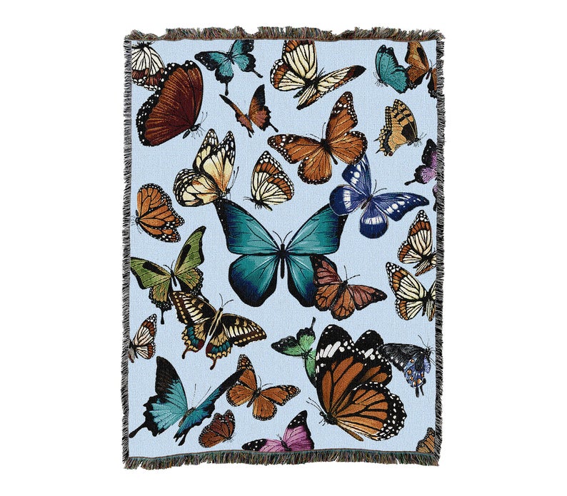 Butterflies In The Sky Cotton Throw Blanket