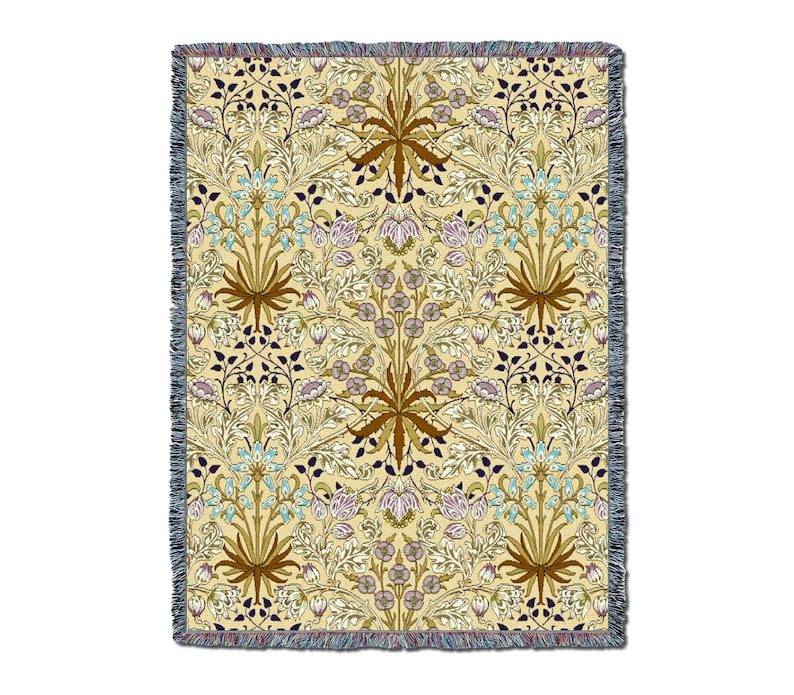 Hyacinth Mauve William Morris Arts and Crafts Throw Blanket