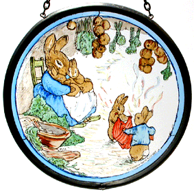 Mrs. Rabbit with Flopsy Bunnies and Peter in their Burrow Roundel