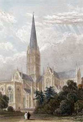 Salisbury Cathedral Wiltshire Engraving